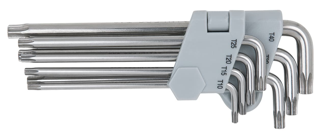 Jeu de clés mâles INOX TORX percé. longues - 7 pcs