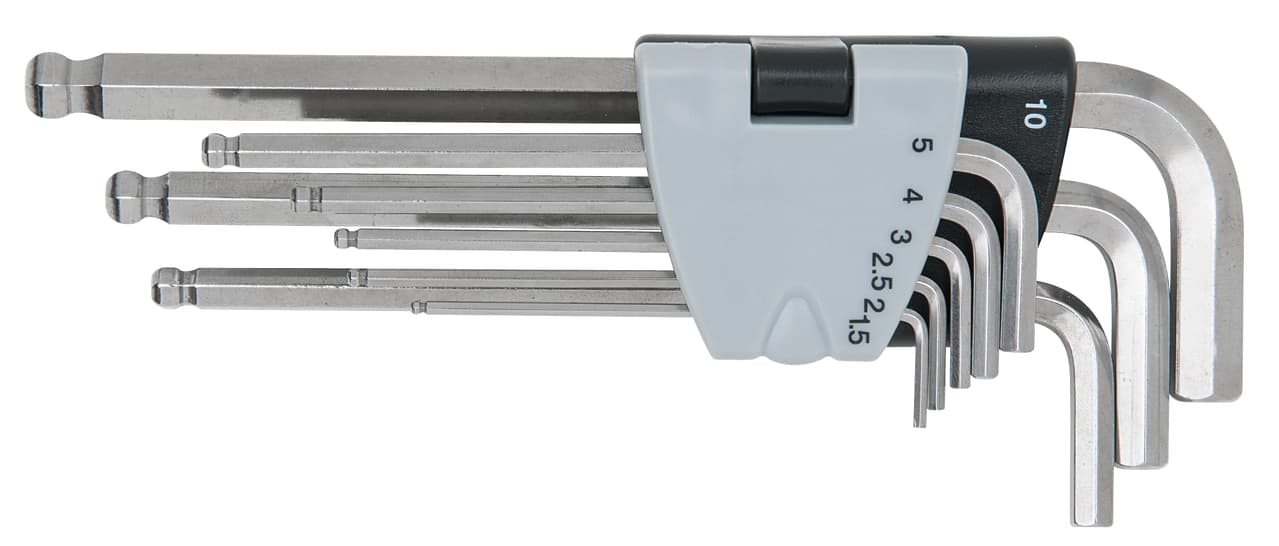 Jeu de clés mâles INOX 6 pans. longues - 9 pcs