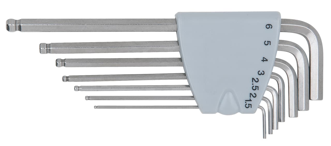 Jeu de clés mâles INOX 6 pans. longues - 7 pcs