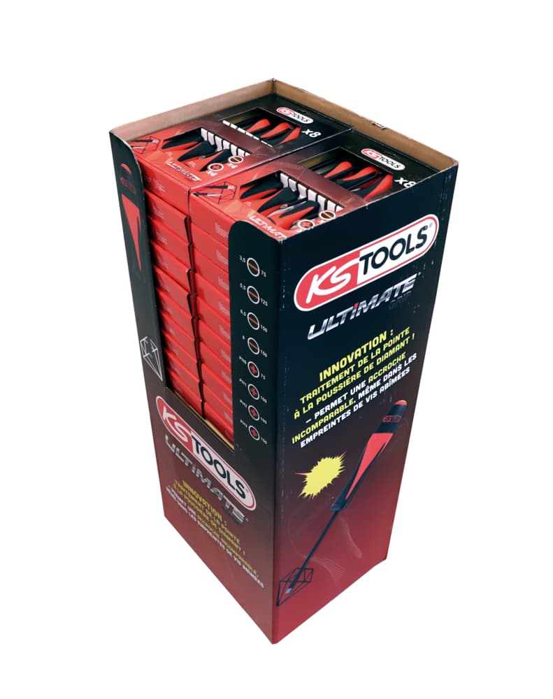 Display de 20 jeux de 8 tournevis ULTIMATEgrip. Fente - PH