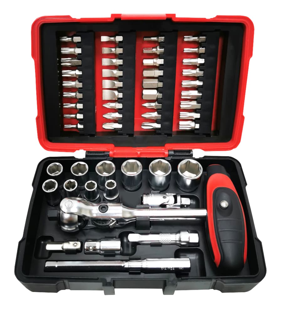 Coffret de douilles et embouts ULTIMATE 1-4''. 52 pièces avec cliquet MODIFIX