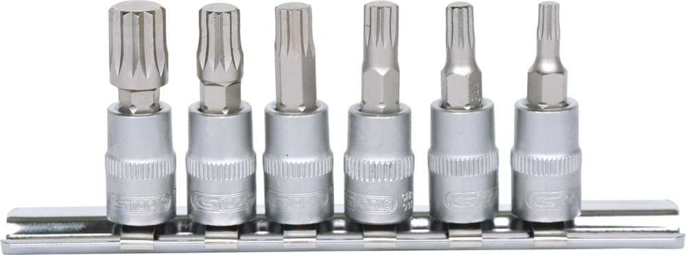 Jeu de 6 douilles tournevis ULTIMATE XZN® 1-4'' sur rail. M4-M10