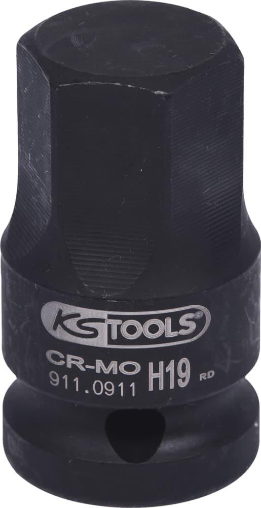 Douille tournevis à chocs 6 pans 1-2’’. 19 mm