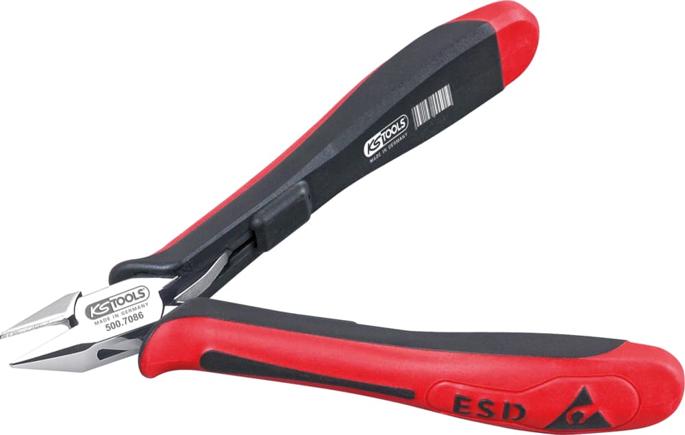 Pince ESD coupante diagonale tête pointue becs biseautés. 125 mm