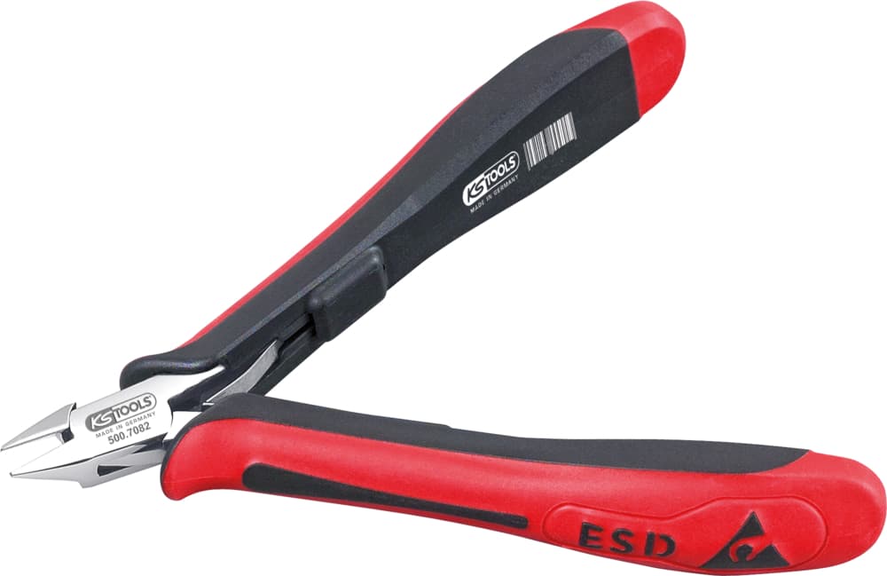 Pince ESD coupante diagonale tête pointue courte biseautée. 120 mm