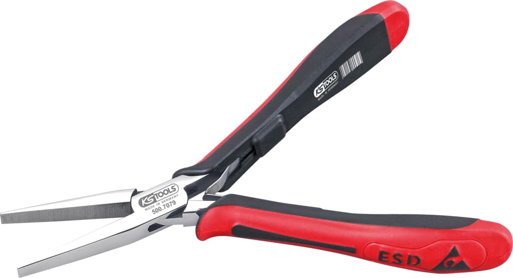 Pince ESD à becs longs plats lisses. 150 mm