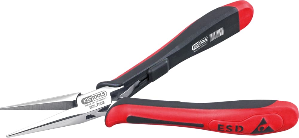 Pince ESD à becs longs demi-ronds lisses. 155 mm