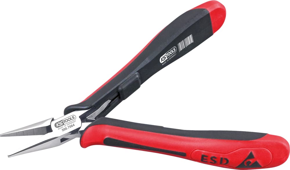 Pince ESD à becs demi-ronds lisses. 130 mm