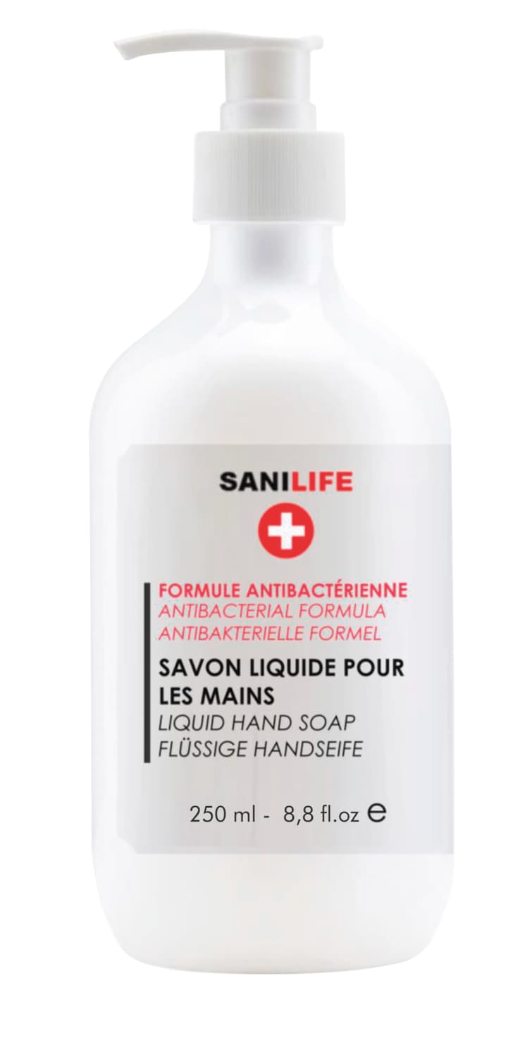 Savon liquide antibactérien en flacon pompe de 250 ml