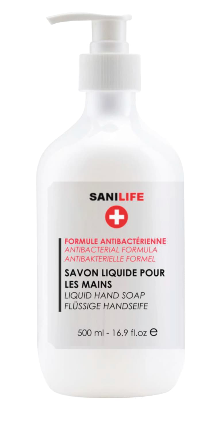 Savon liquide antibactérien en flacon pompe de 500 ml
