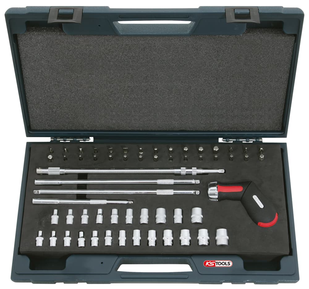 Coffret tournevis à cliquet GEARplus avec jeu d'embouts, 1/4'', 58 pièces