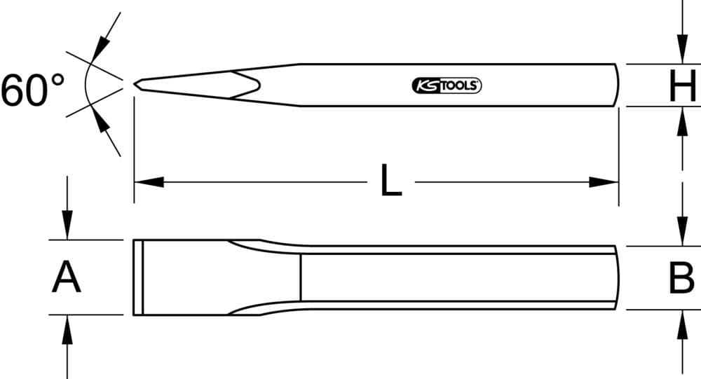 Burin nervuré tête ovale 21mm, Longueur 150mm
