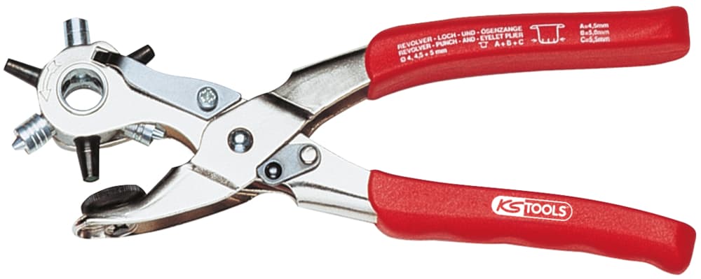 Pince emporte-pièces révolver et pince à oeillets, 220 mm