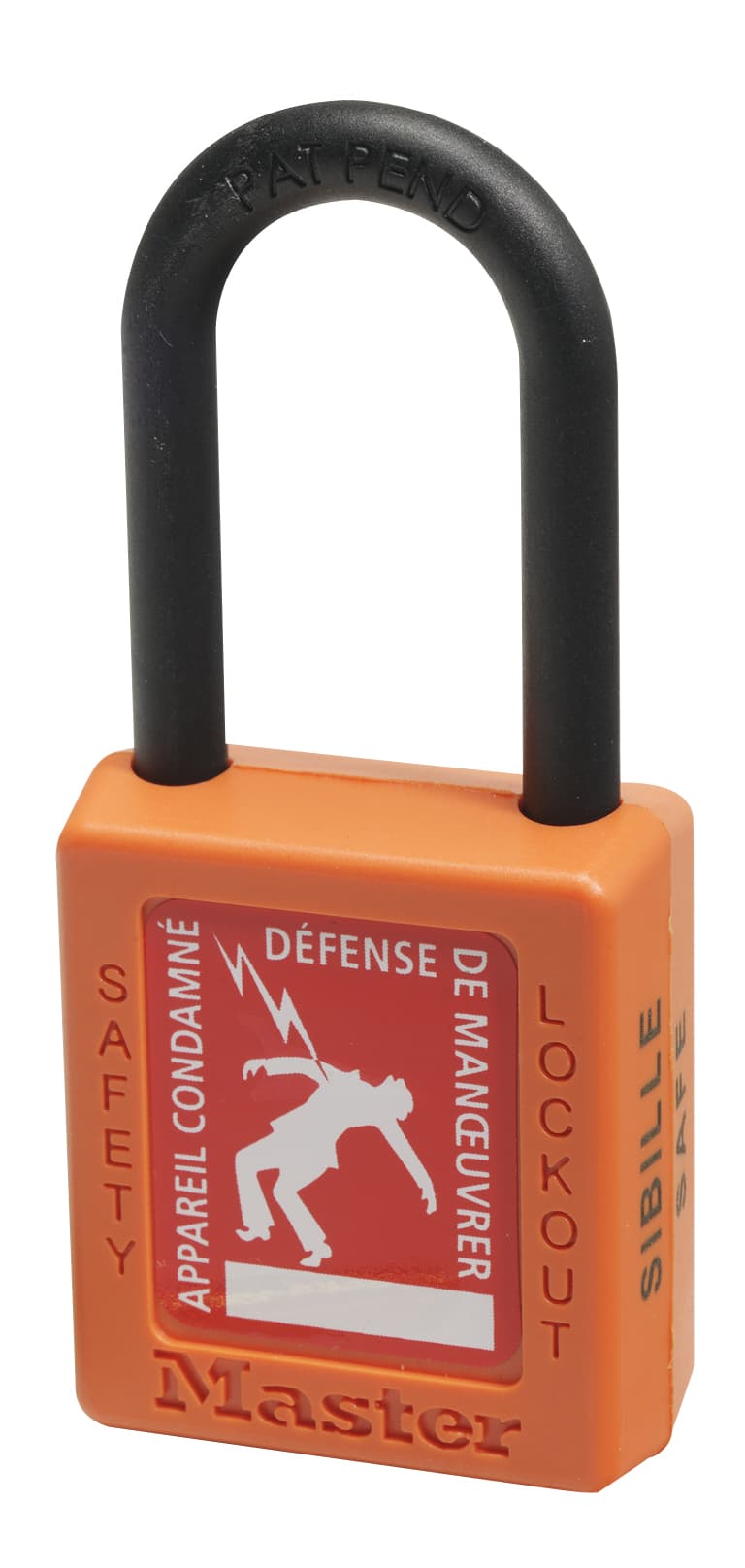 Cadenas orange en nylon, anse DIM 6 mm x H.44 mm avec étiquette de signalisatio