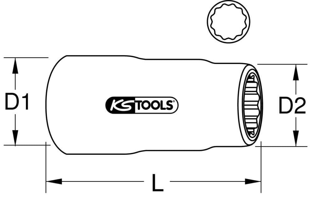 "Douille longue 3/8"" isolée 12 pans, 13 mm"