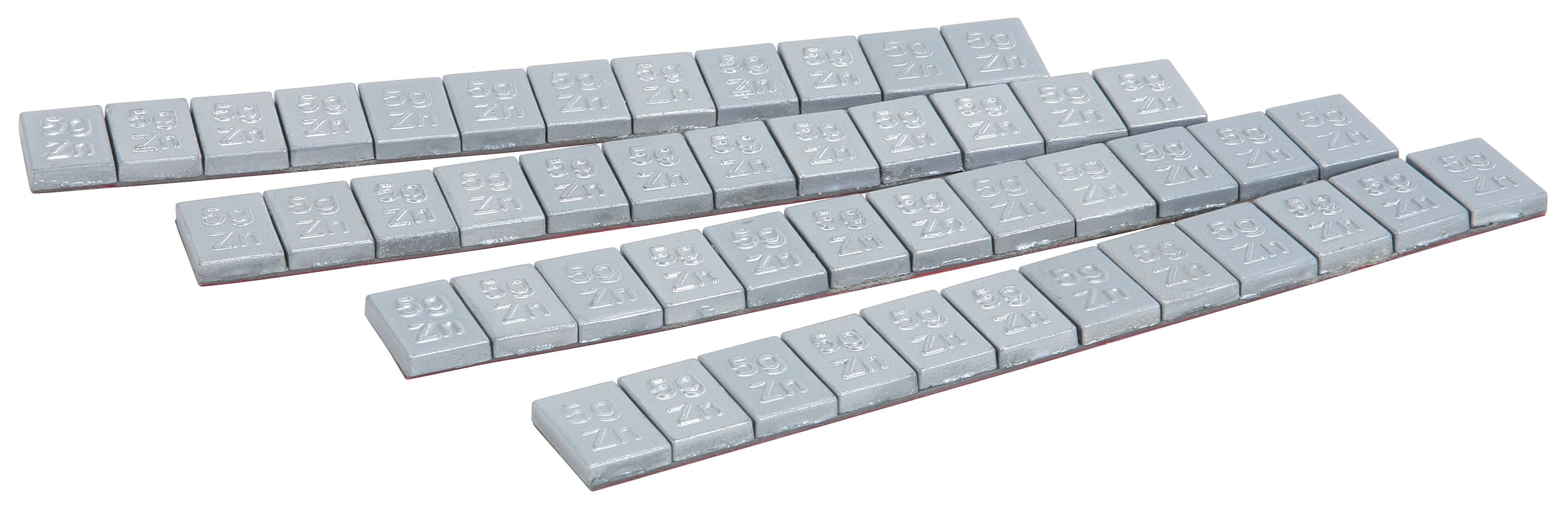 Masse d'équilibrage jante alu, en zinc, barette de 12x5g, boite de 50pcs