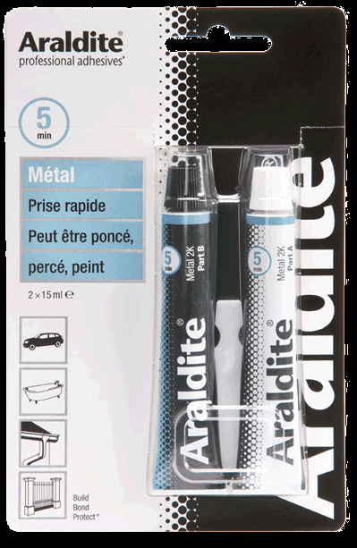 Araldite Métal - Tubes 15 ml  15 Blister de 2 tubes 15ml