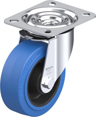 Roulette pivotante en tôle d’acier avec platine à visser, roue fortes charges a
