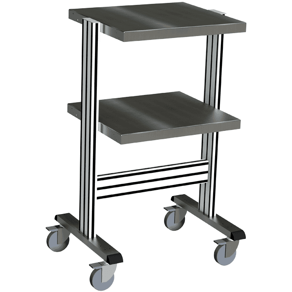 DESSERTE PICKING INOX l 600 x P 560 x H 1080 mm de 2 niveaux sur roulettes