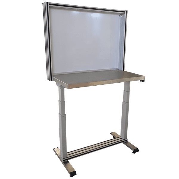QUALIPOST 650 ERGO INOX l 1200 x P 500 x H 775 - 1300 mm avec plateau INOX