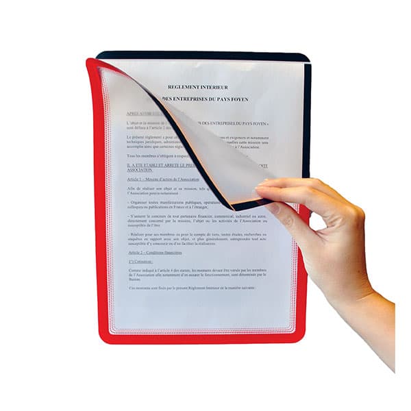 Lot de 2 poches DOCAFLEX Cadre repositionnable magnétique rouge