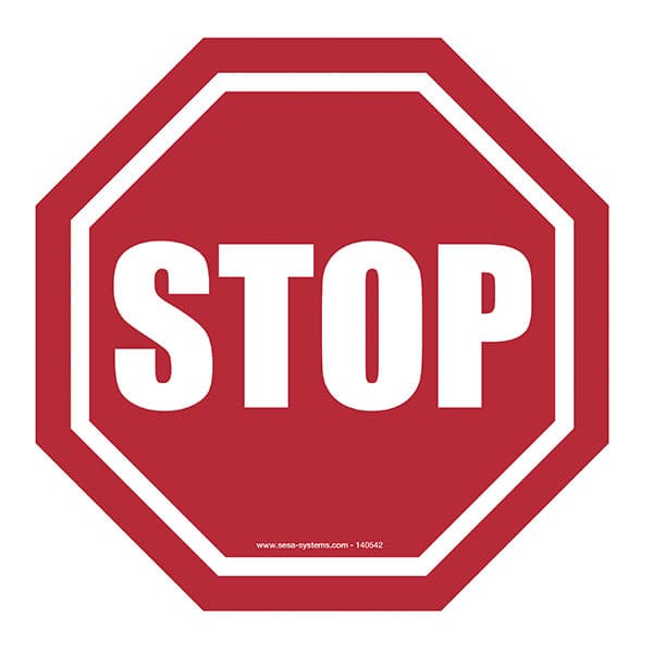 Lot de 2 pictogrammes adhésif au sol STOP MEDIUM Ø 200 mm, Ep. 0,30 mm