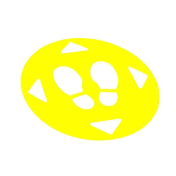 Lot 6 pictogrammes adhésifs Position PAS jaune Ø 470 mm, Ep 0,25 mm