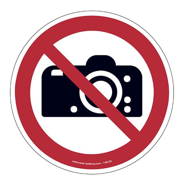 Lot de 2 pictogrammes Interdit de photographier adhésifs STANDARD Ø 100 mm