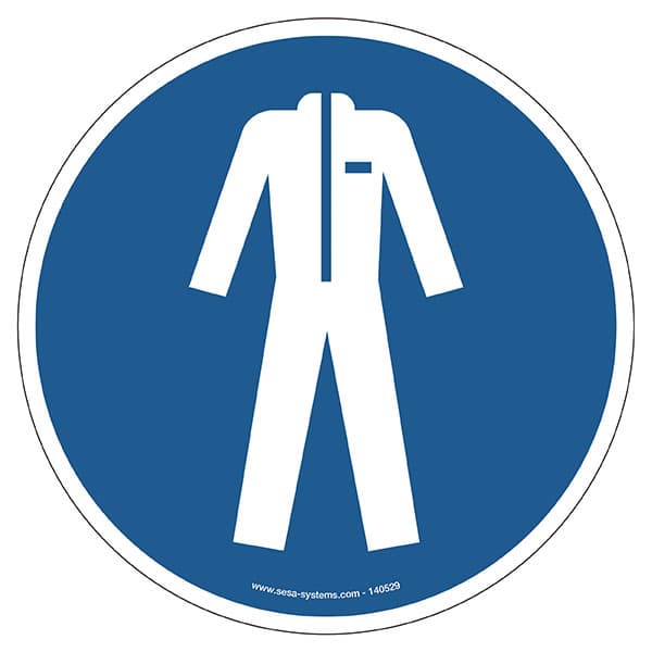 Lot de 2 pictogrammes adhésif au sol MEDIUM Vêtement de protection Ø 200 mm