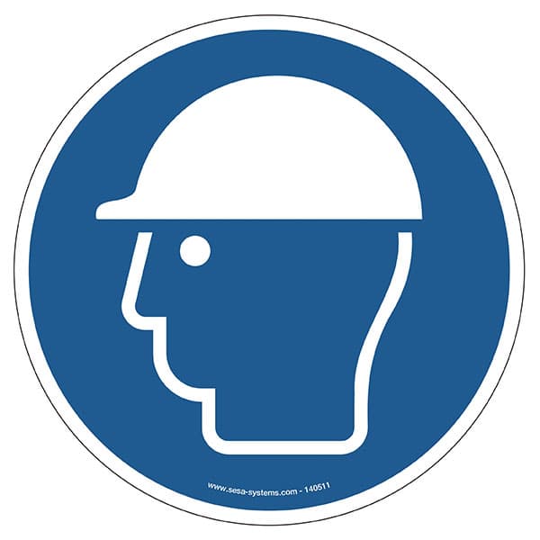 Lot de 2 pictogrammes adhésif au sol MEDIUM Casque de protection Ø 200 mm