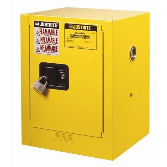 Armoire de sécurité jaune pour produits inflammables,