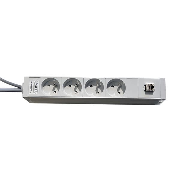 Rampe électrique 4 prises avec prise RJ45, norme française