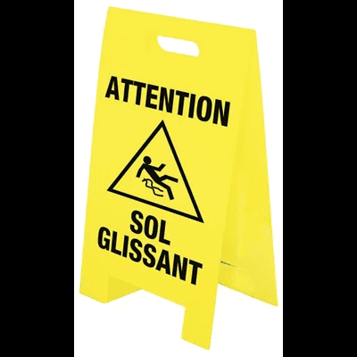 LOT DE 3 CHEVALETS DE SIGNALISATION ECO - ATTENTION SOL GLISSANT /vente par mu