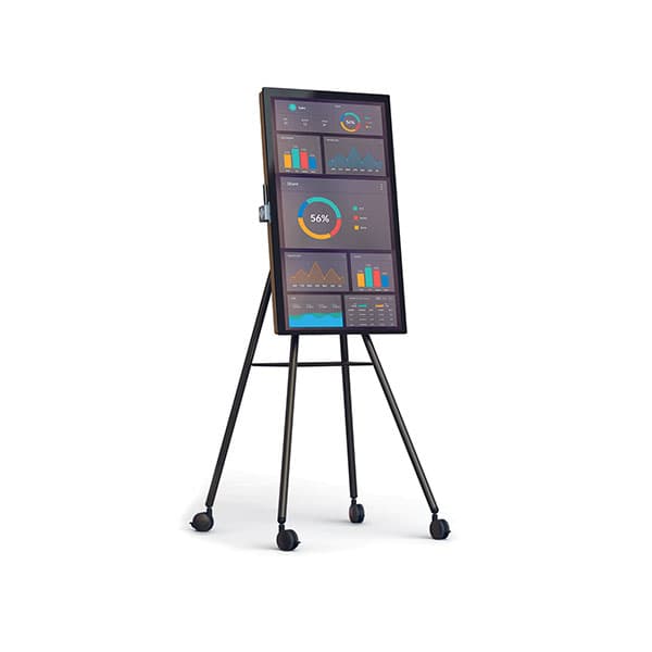 E-PAPERBOARD B digital 43'' sur piétement avec roulettes Ø 100 mm