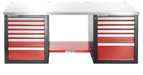 ETABLI 2.2M INOX 13 TIROIRS BAS