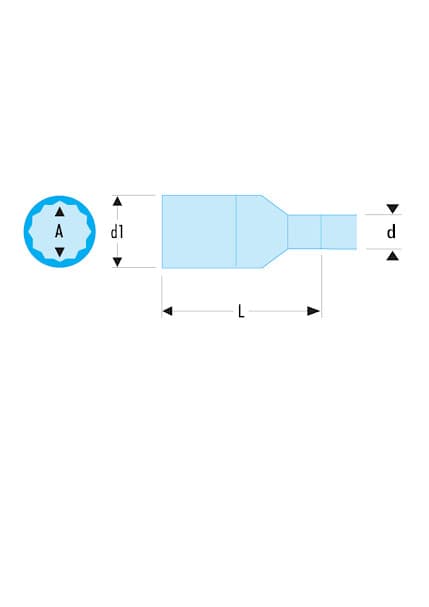 DOUILLE 1/2 LONGUE ISOLEE 12MM