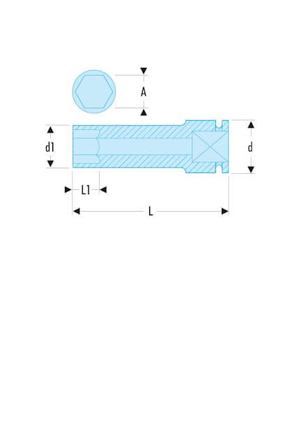DOUILLE IMPACT 1/2' LONG 6PT 10MM