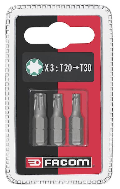 LOT DE 3 EMBOUTS 25MM T20-30