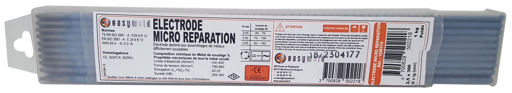 ELECTRODE MICRO REPARATION 3.2x350 1 KG 29 pcs Condition de vente : 1