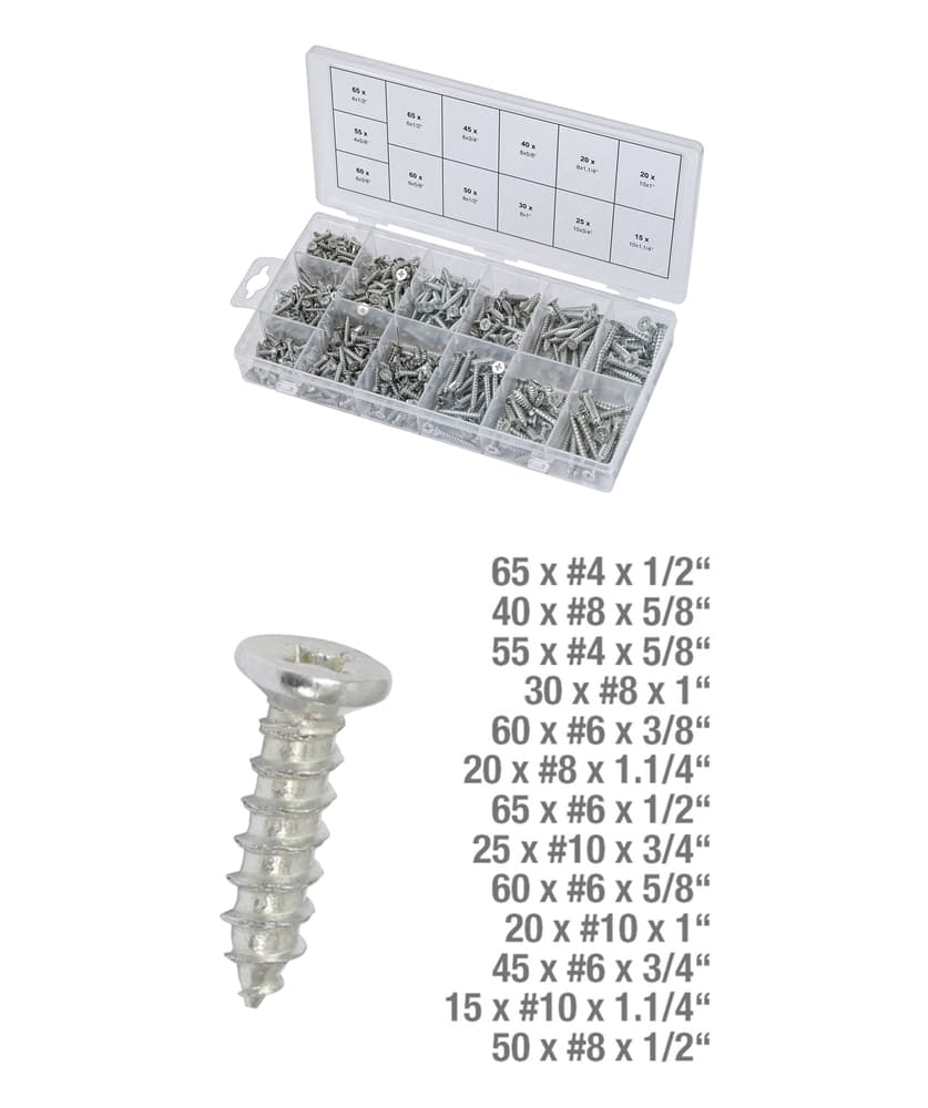 Assortiment de vis auto-taraudeuses bois. 550 pcs