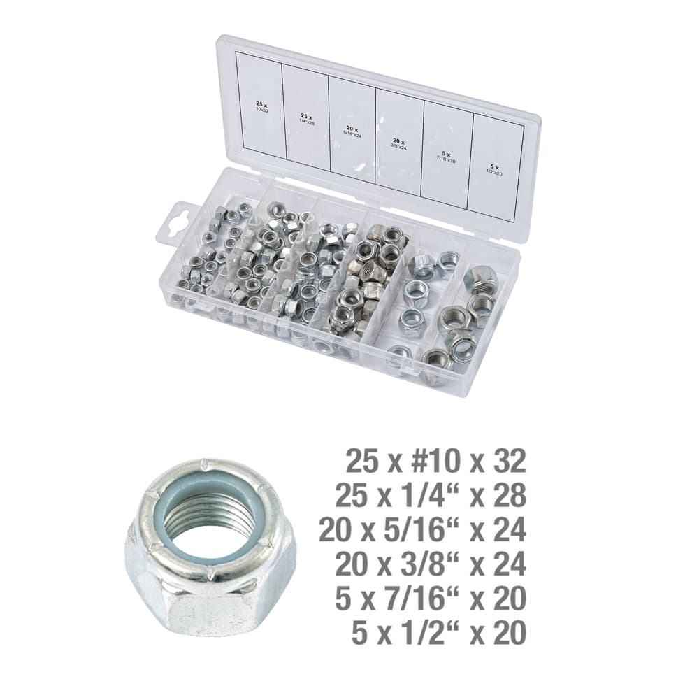 Assortiment d'écrous autoblocants UNF. 100 pcs