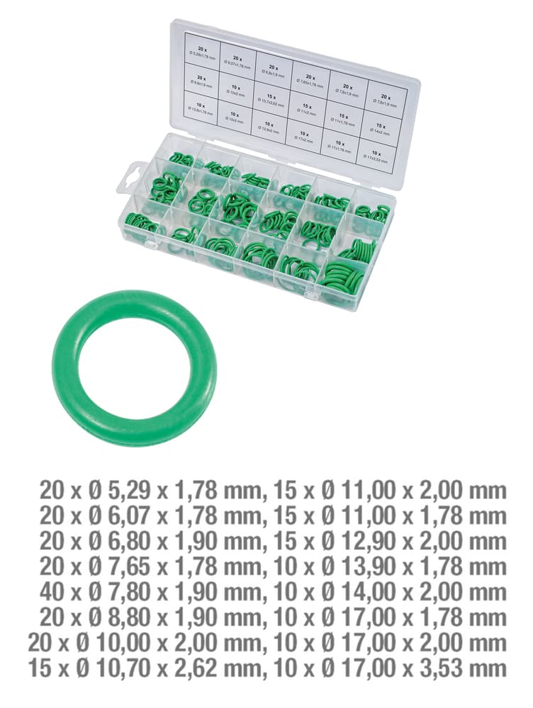 Assortiment de joints toriques pour climatisation HNBR. 270 pcs