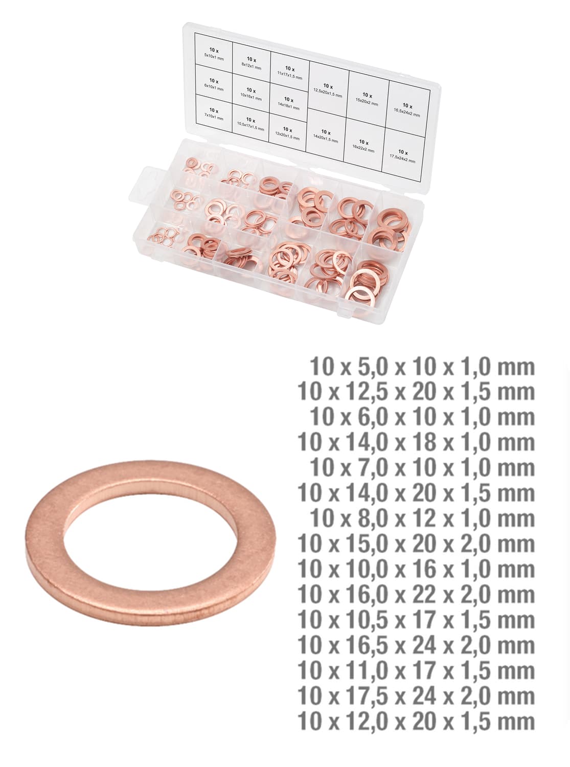 Assortiment de joints cuivre x150