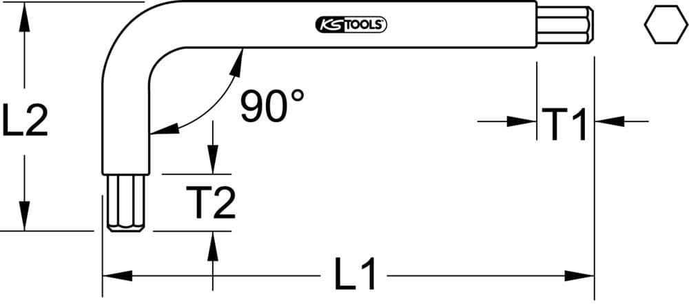 Clé mâle 6 pans TITANplus 7-32'' mm. L. 90mm