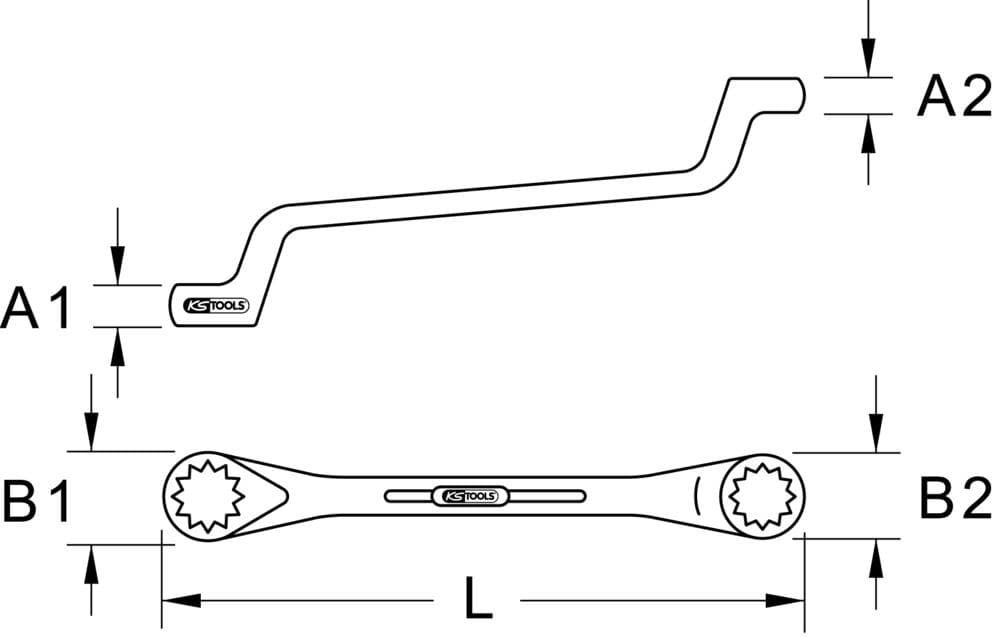 Clé polygonale contre-coudée BRONZEplus 6x7 mm. 170mm