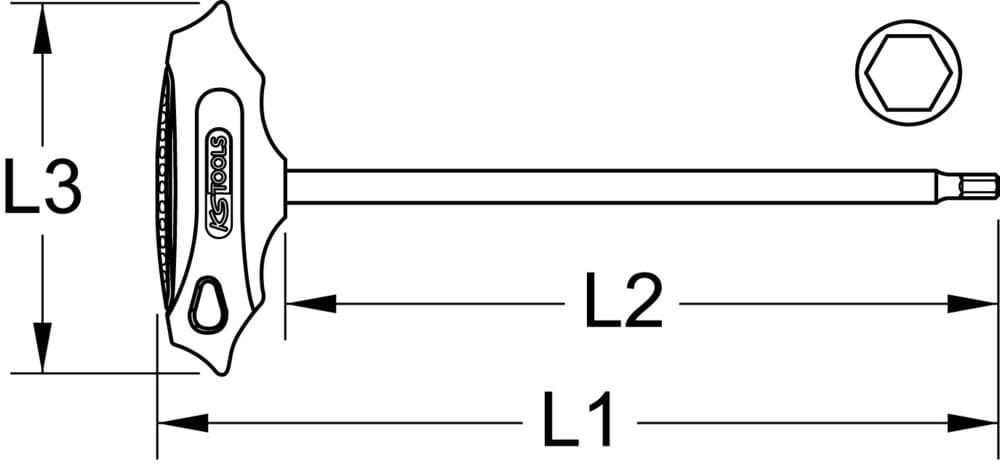 Clé mâle poignée en ''T'' BRONZEplus 6mm. 155mm