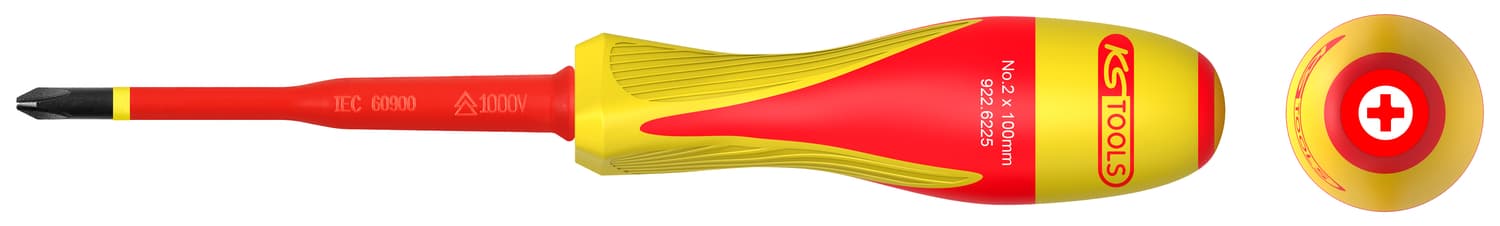 Tournevis PHILLIPS® bi-matière isolé 1000V. PH2 pour borniers électriques