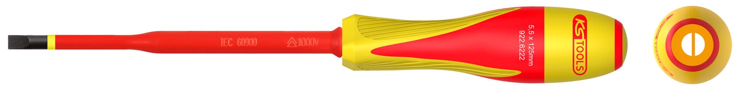 Tournevis fente bi-matière isolé 1000V - 5.5 x 125mm pour borniers électriques