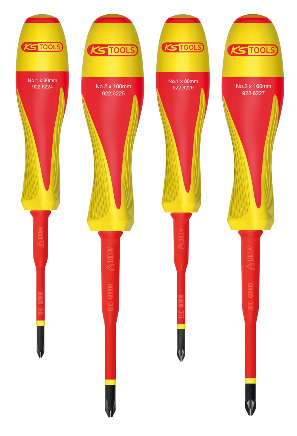 Jeux de tournevis bi-matière isolés 1000V pour borniers électriques. 4pcs