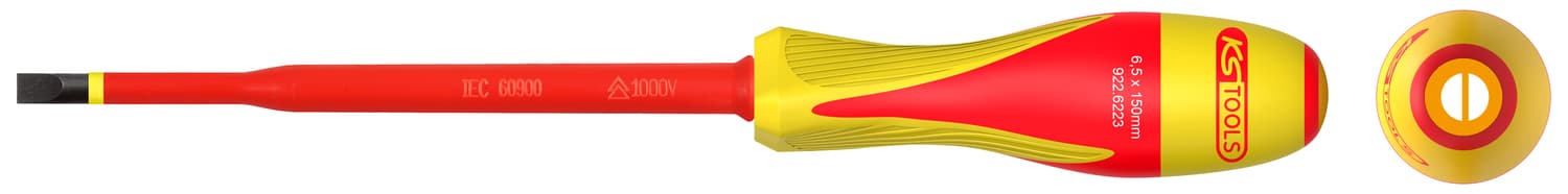 Tournevis fente bi-matière isolé 1000V - 6.5 x 150mm pour borniers électriques